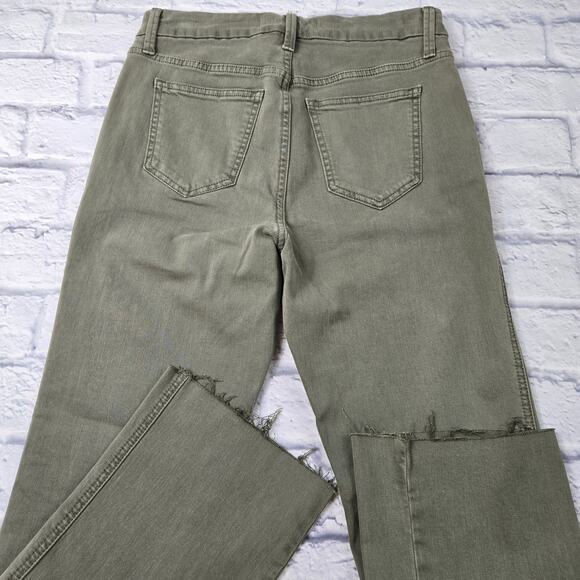 Joe's Women's Jeans Straight High Rise Light Olive Green Raw Hem size 27 - Picture 11 of 16